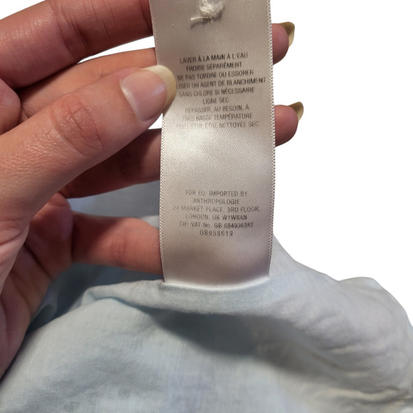 Anthropologie light blue seersucker midi length dress with long sleeves, size 2 - Picture 5 of 5